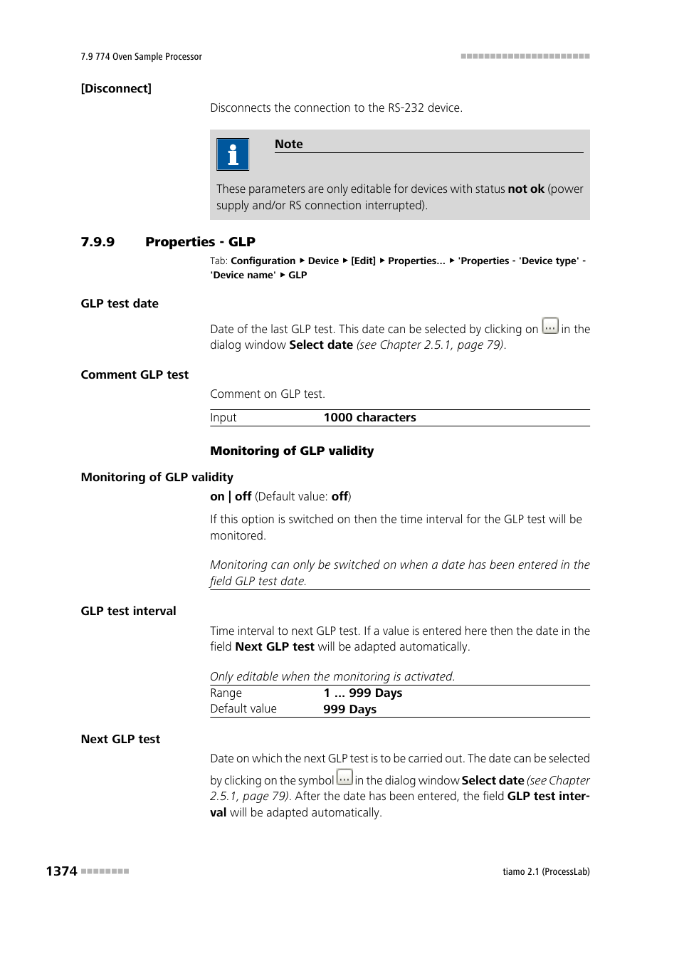 9 properties - glp | Metrohm tiamo 2.1 (ProcessLab) User Manual | Page 1390 / 1602