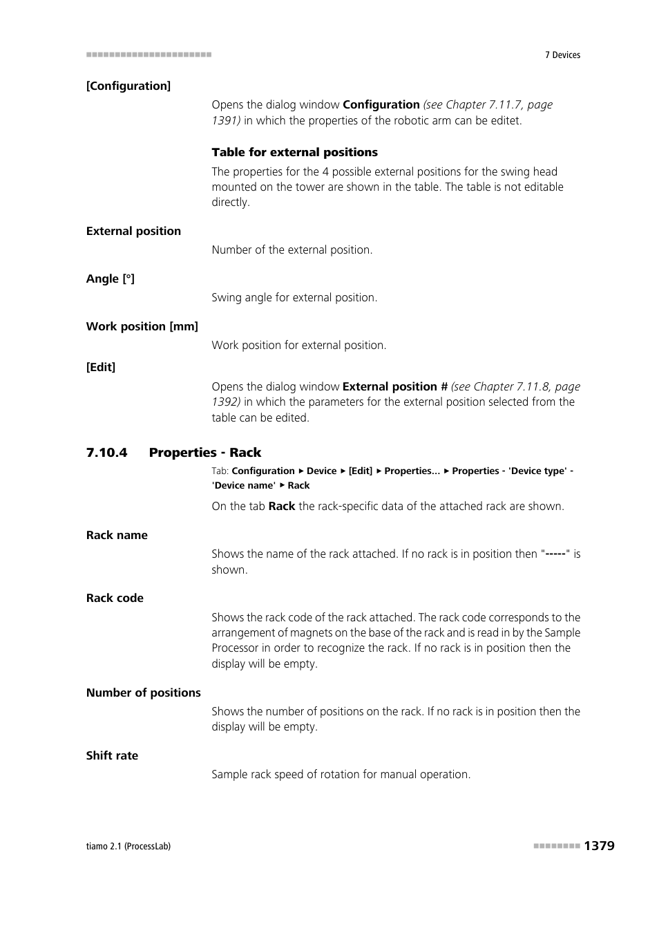 4 properties - rack | Metrohm tiamo 2.1 (ProcessLab) User Manual | Page 1395 / 1602