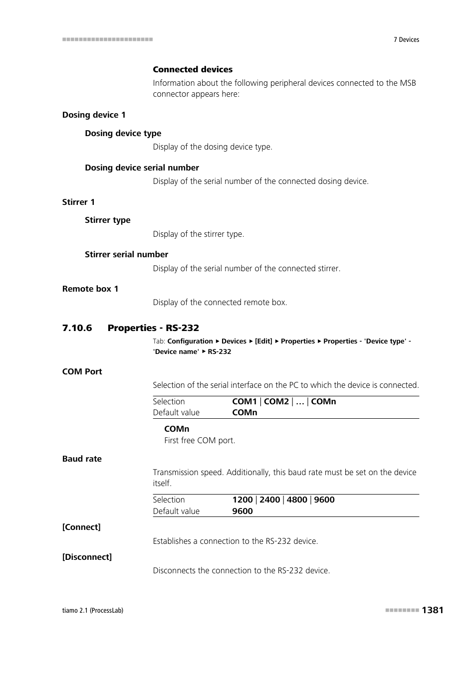 6 properties - rs-232 | Metrohm tiamo 2.1 (ProcessLab) User Manual | Page 1397 / 1602