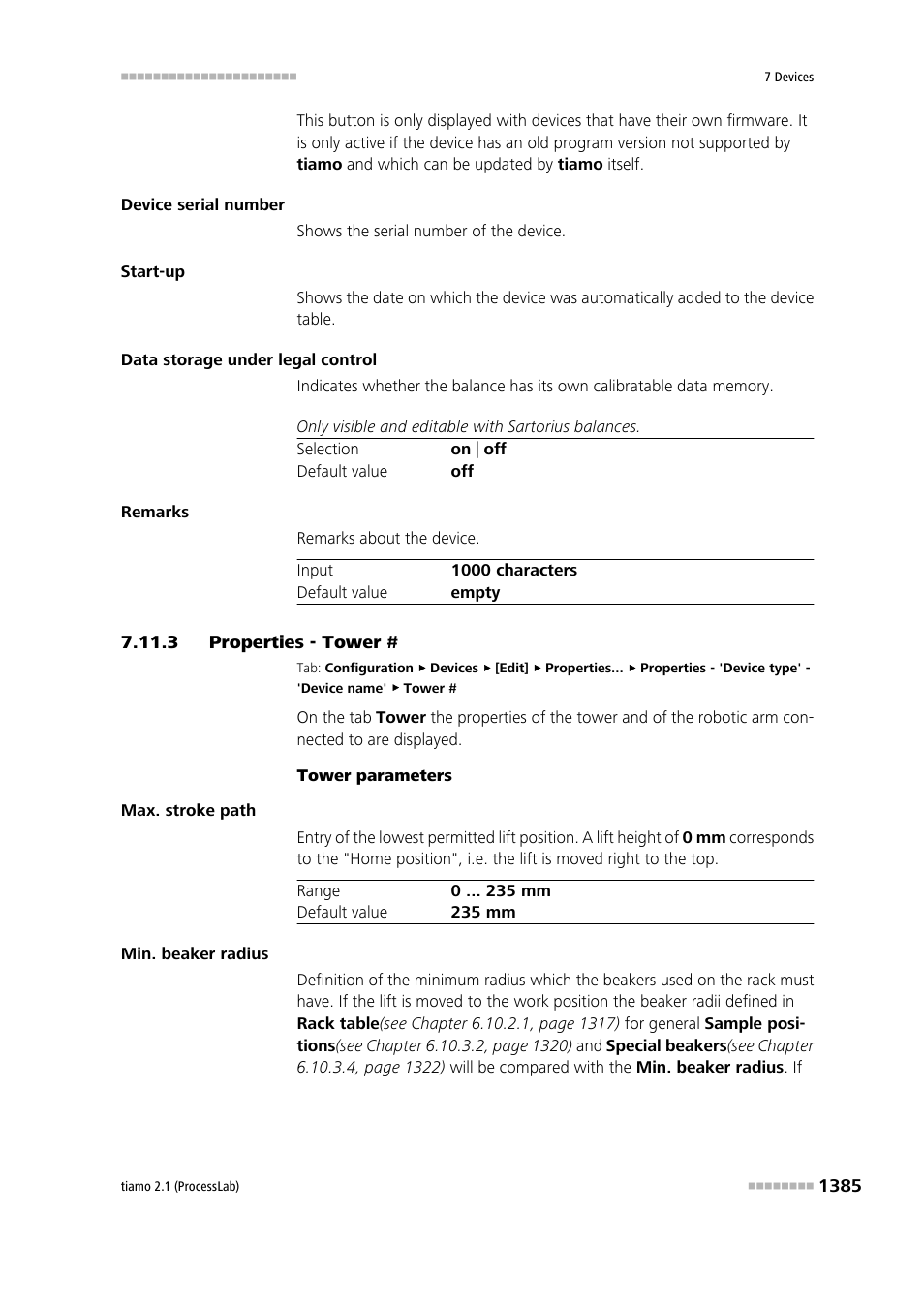 3 properties - tower | Metrohm tiamo 2.1 (ProcessLab) User Manual | Page 1401 / 1602