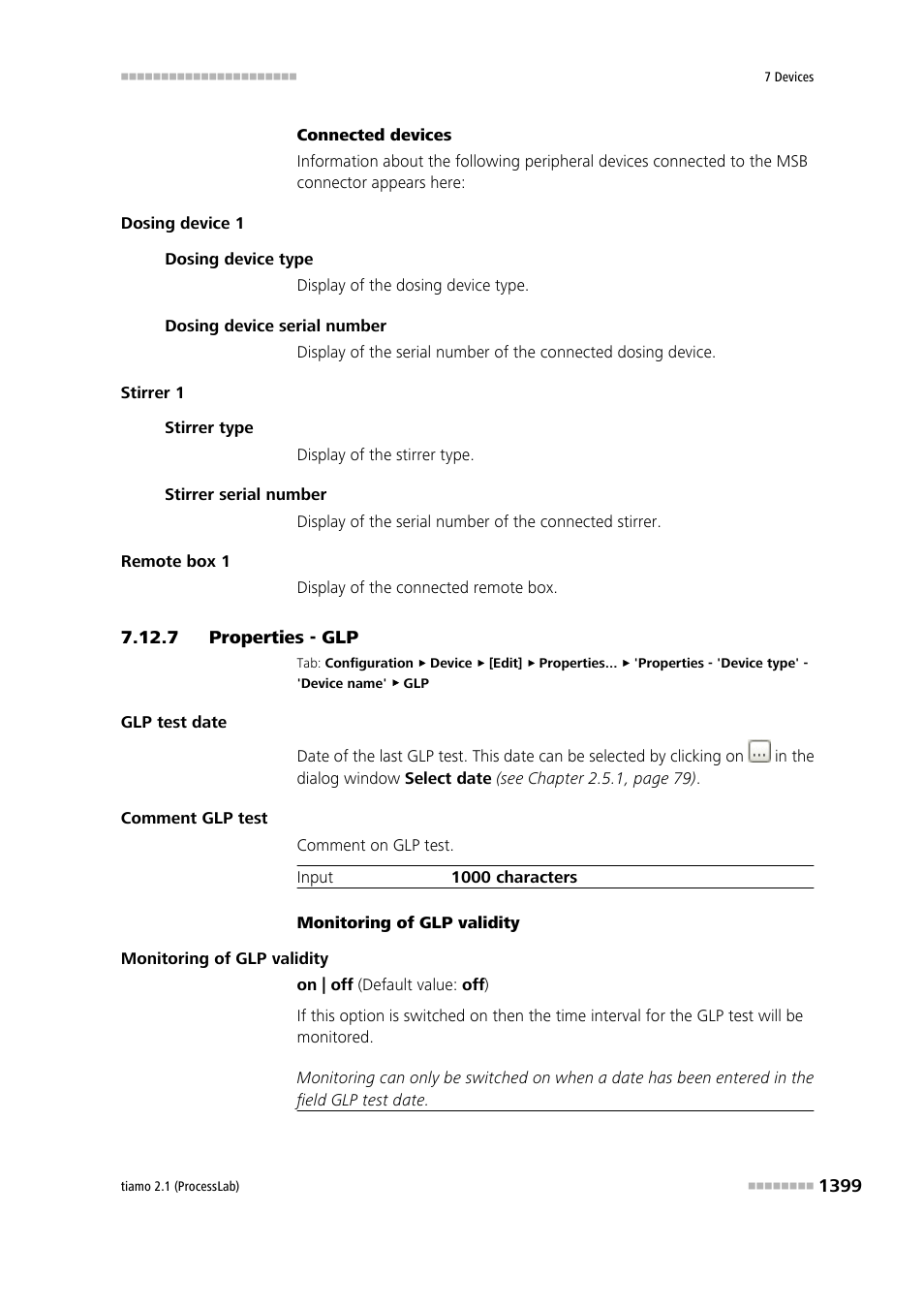 7 properties - glp | Metrohm tiamo 2.1 (ProcessLab) User Manual | Page 1415 / 1602