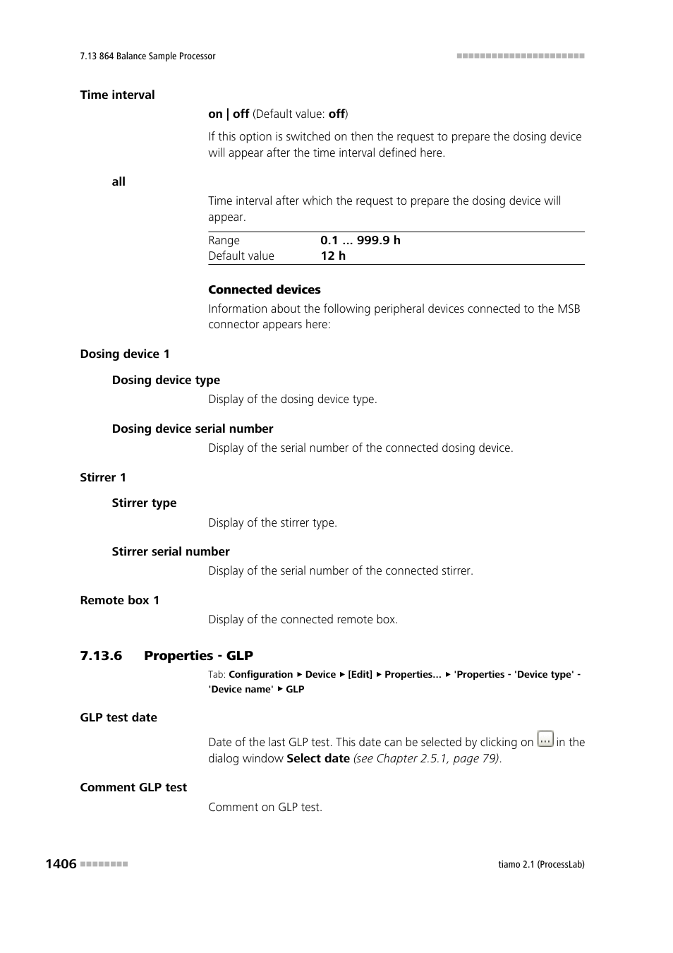 6 properties - glp | Metrohm tiamo 2.1 (ProcessLab) User Manual | Page 1422 / 1602