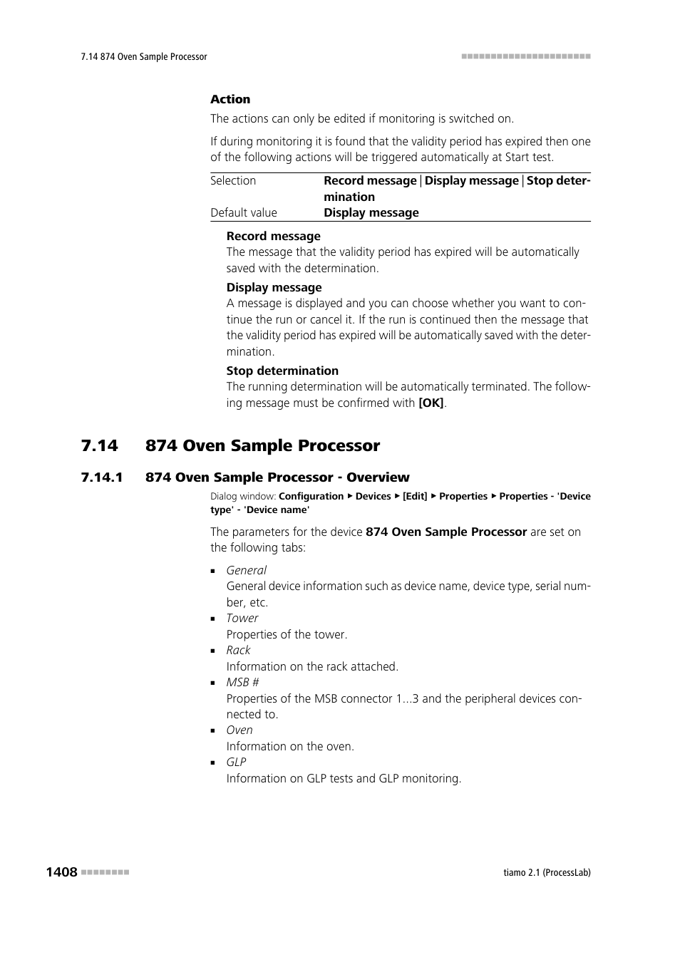 14 874 oven sample processor, 1 874 oven sample processor - overview, 14 874 oven sample processor 8 7.14.1 | 874 oven sample processor - overview 8, 874 oven sample processor | Metrohm tiamo 2.1 (ProcessLab) User Manual | Page 1424 / 1602