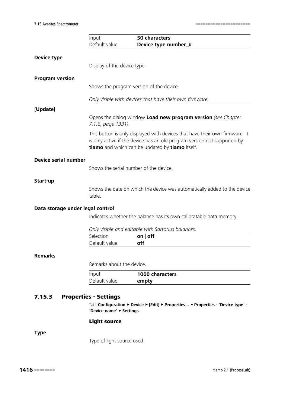 3 properties - settings, Properties - settings 6, Settings | Metrohm tiamo 2.1 (ProcessLab) User Manual | Page 1432 / 1602