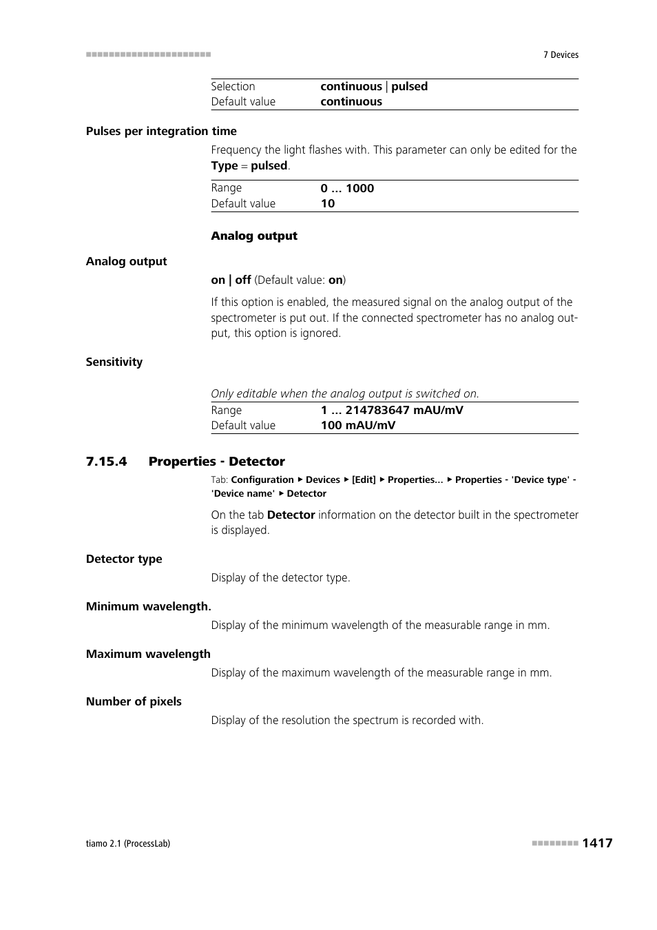 4 properties - detector, Properties - detector 7, Detector | Metrohm tiamo 2.1 (ProcessLab) User Manual | Page 1433 / 1602