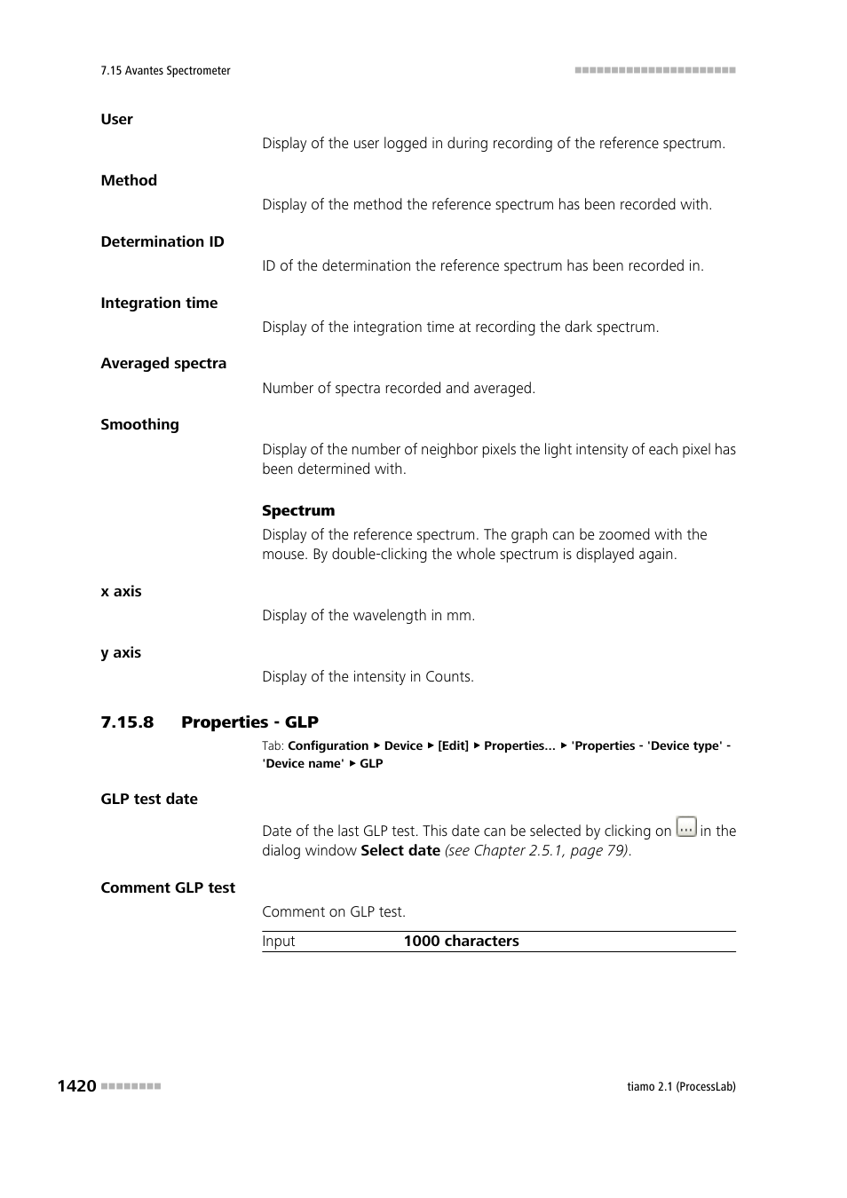 8 properties - glp | Metrohm tiamo 2.1 (ProcessLab) User Manual | Page 1436 / 1602