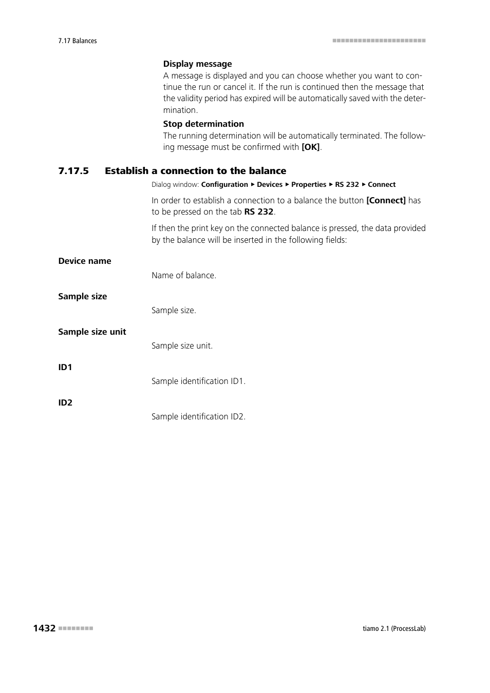 5 establish a connection to the balance, Establish a connection to the balance 2 | Metrohm tiamo 2.1 (ProcessLab) User Manual | Page 1448 / 1602