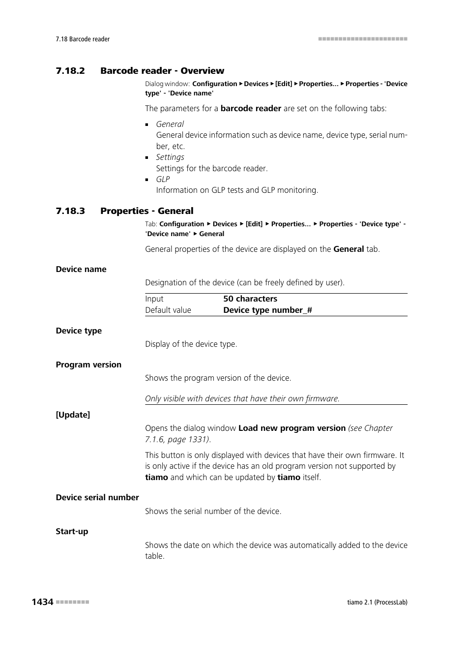 2 barcode reader - overview, 3 properties - general, Barcode reader - overview 4 | Metrohm tiamo 2.1 (ProcessLab) User Manual | Page 1450 / 1602