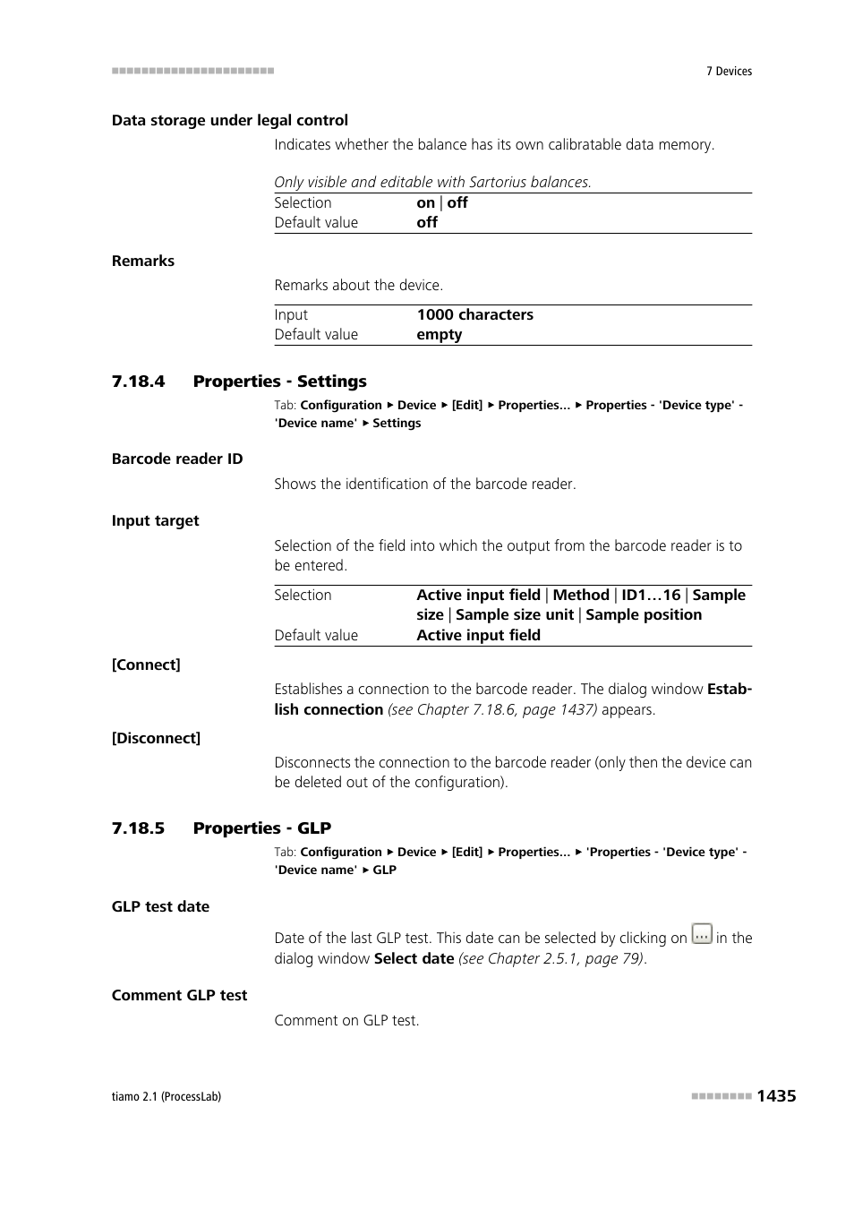 4 properties - settings, 5 properties - glp, Properties - settings 5 | Settings | Metrohm tiamo 2.1 (ProcessLab) User Manual | Page 1451 / 1602