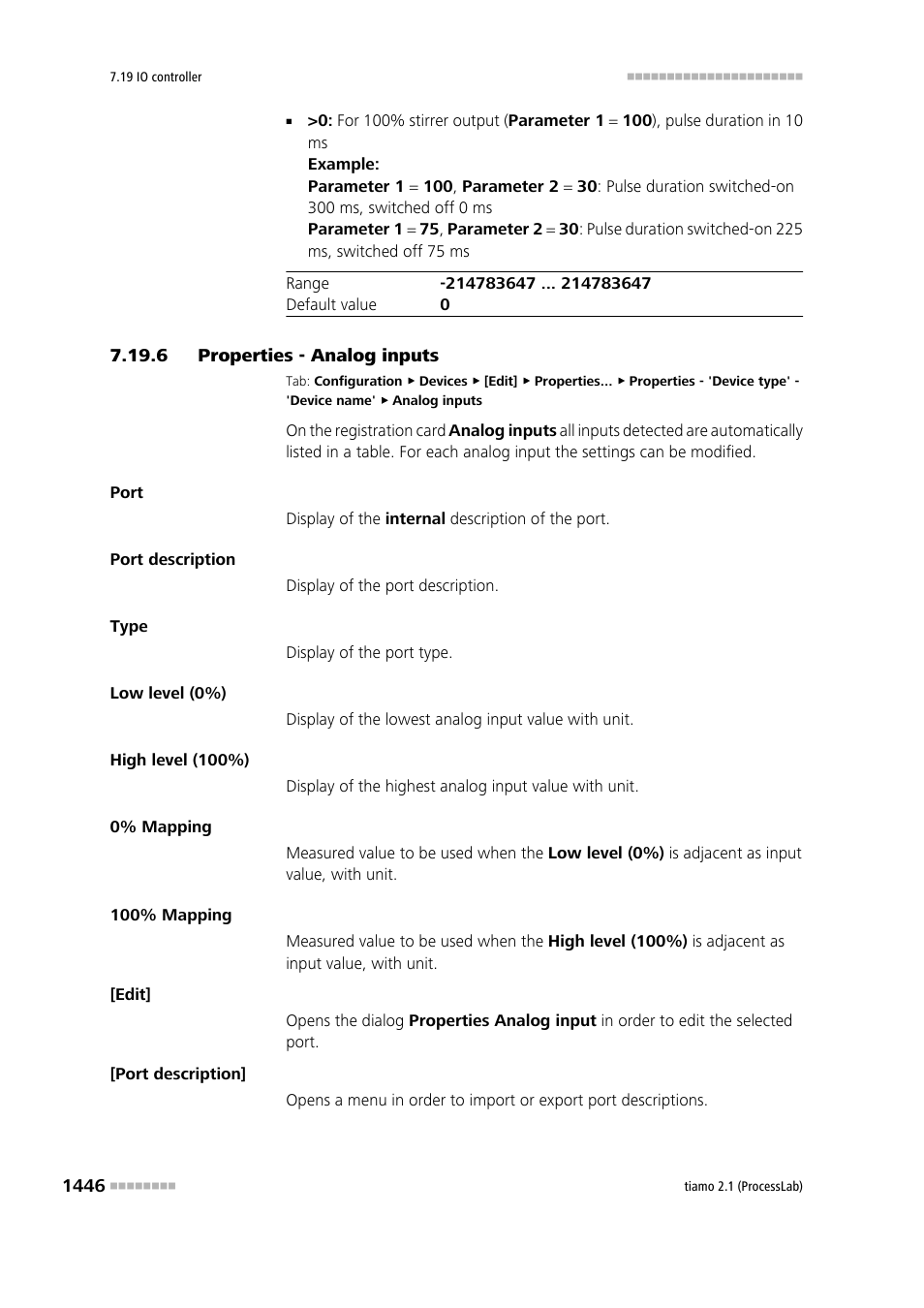 6 properties - analog inputs, Properties - analog inputs 6 | Metrohm tiamo 2.1 (ProcessLab) User Manual | Page 1462 / 1602