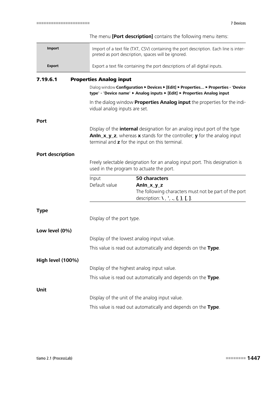 1 properties analog input | Metrohm tiamo 2.1 (ProcessLab) User Manual | Page 1463 / 1602