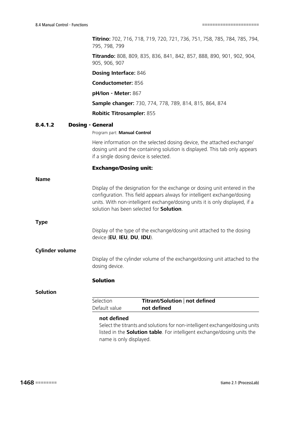 2 dosing - general, General | Metrohm tiamo 2.1 (ProcessLab) User Manual | Page 1484 / 1602