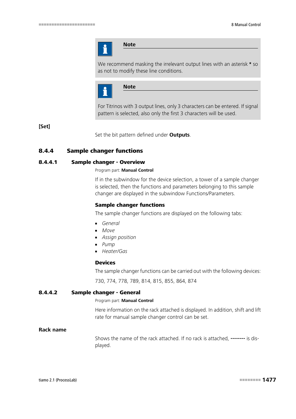 4 sample changer functions, 1 sample changer - overview, 2 sample changer - general | Sample changer functions 7 | Metrohm tiamo 2.1 (ProcessLab) User Manual | Page 1493 / 1602