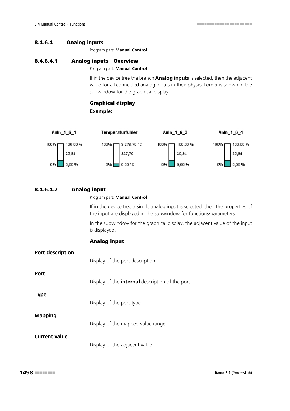 4 analog inputs, 1 analog inputs - overview, 2 analog input | Metrohm tiamo 2.1 (ProcessLab) User Manual | Page 1514 / 1602