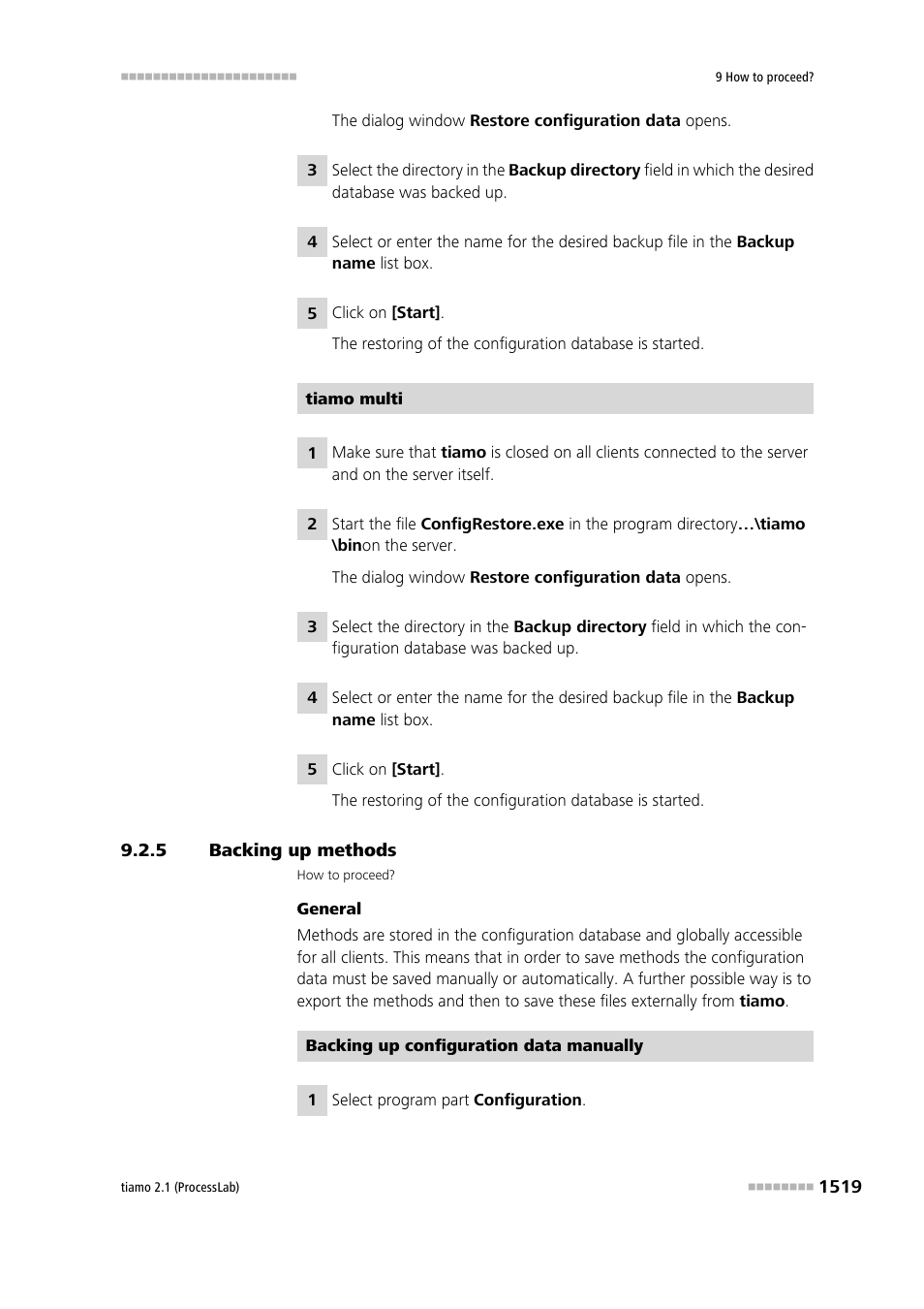 5 backing up methods, Backing up methods 9 | Metrohm tiamo 2.1 (ProcessLab) User Manual | Page 1535 / 1602