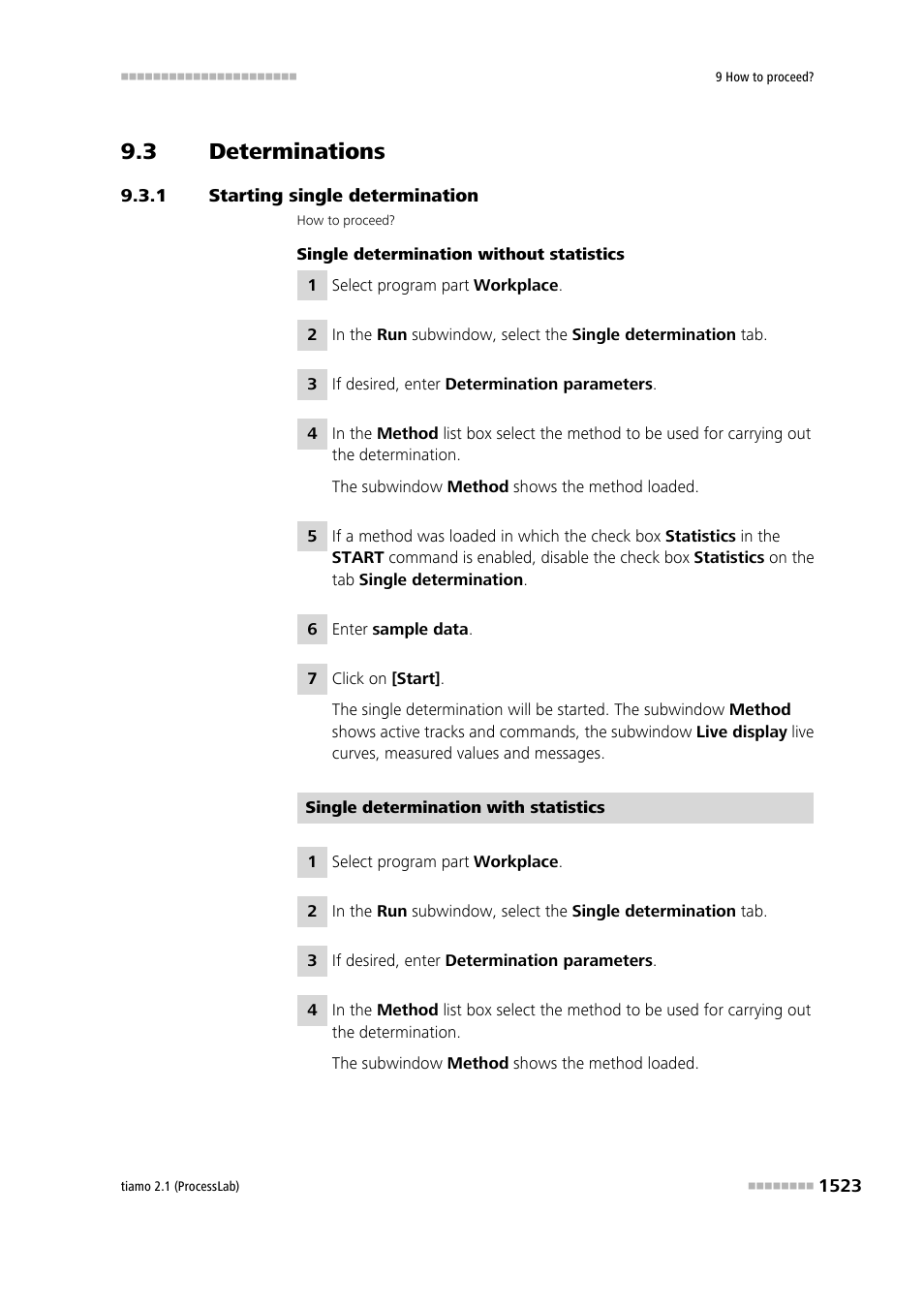 3 determinations, 1 starting single determination, Determinations 3 | Starting single determination 3 | Metrohm tiamo 2.1 (ProcessLab) User Manual | Page 1539 / 1602