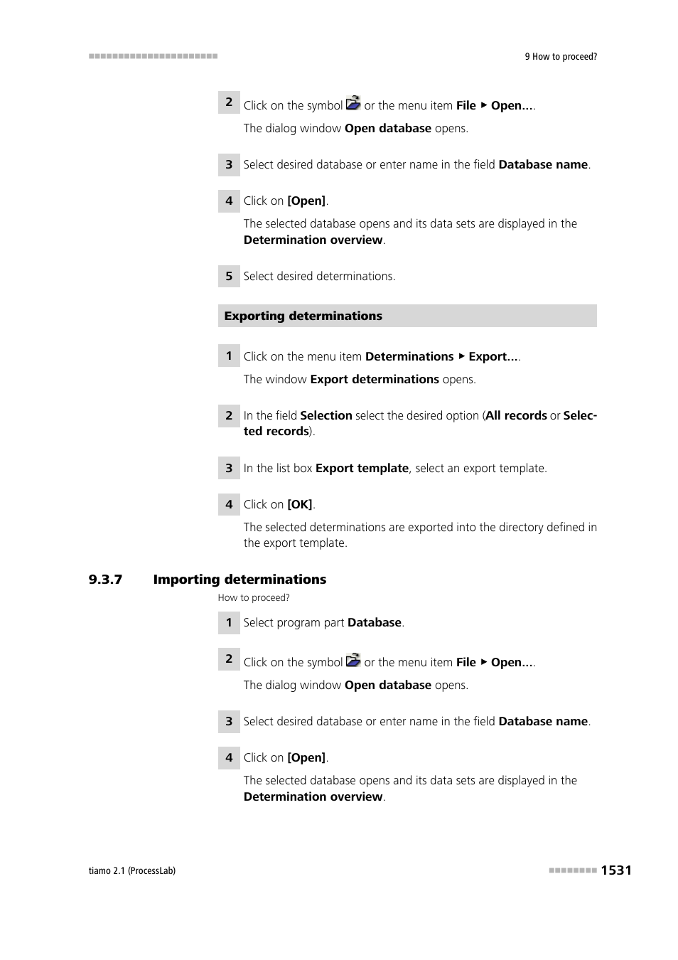 7 importing determinations, Importing determinations 1 | Metrohm tiamo 2.1 (ProcessLab) User Manual | Page 1547 / 1602