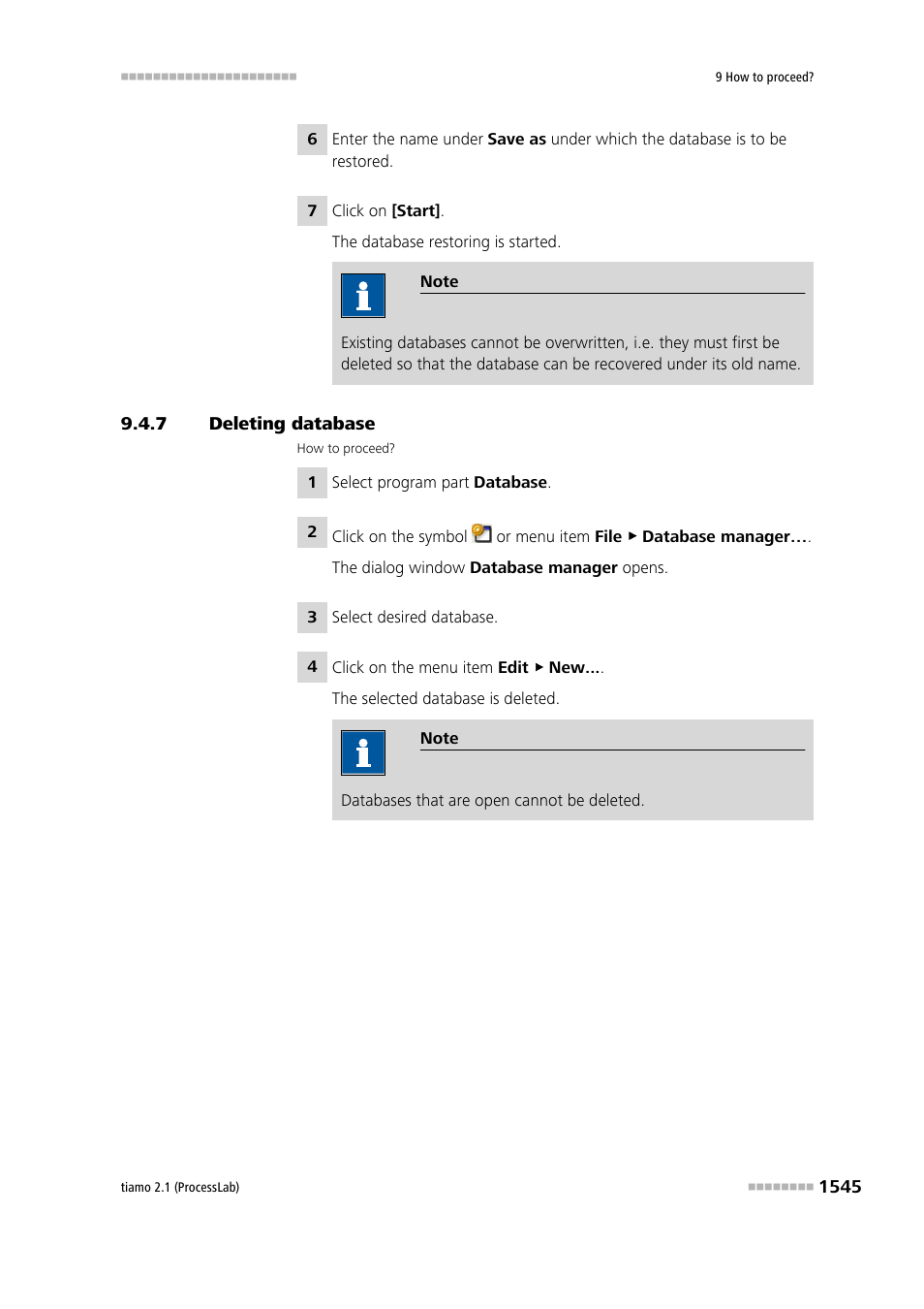 7 deleting database, Deleting database 5 | Metrohm tiamo 2.1 (ProcessLab) User Manual | Page 1561 / 1602