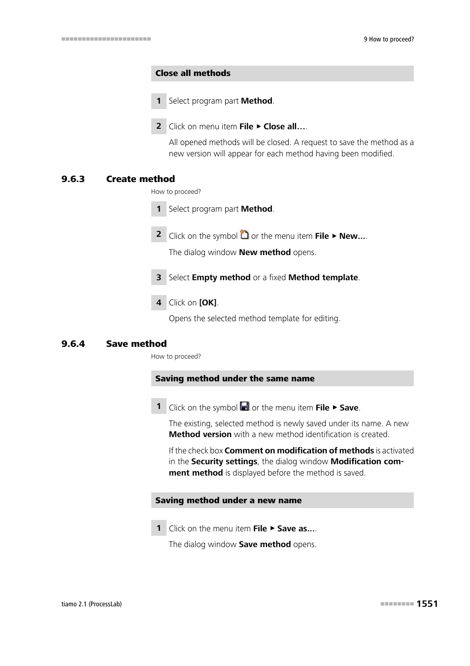 3 create method, 4 save method, Create method 1 | Save method 1 | Metrohm tiamo 2.1 (ProcessLab) User Manual | Page 1567 / 1602