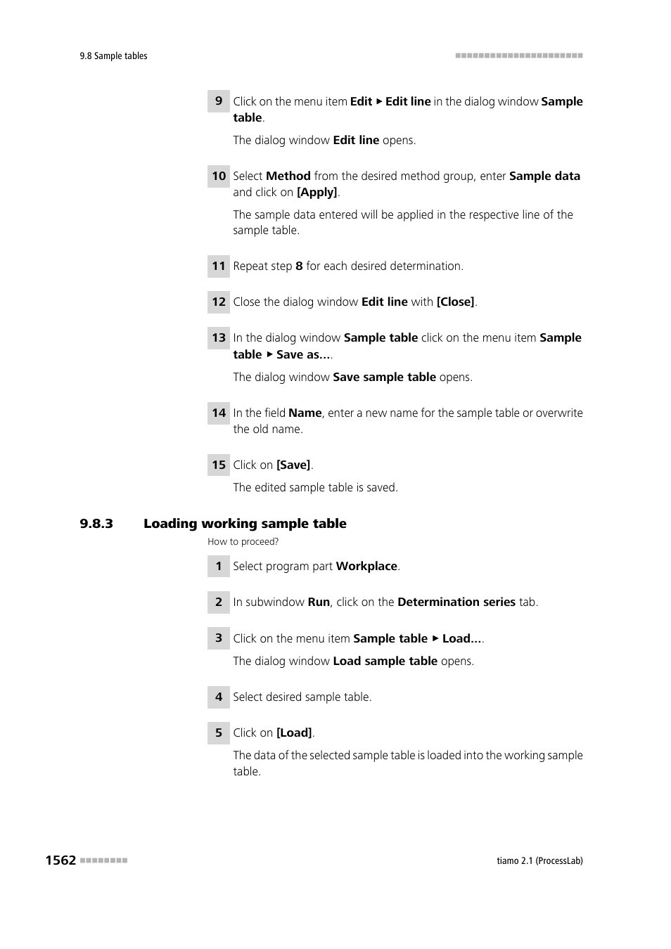 3 loading working sample table, Loading working sample table 2 | Metrohm tiamo 2.1 (ProcessLab) User Manual | Page 1578 / 1602