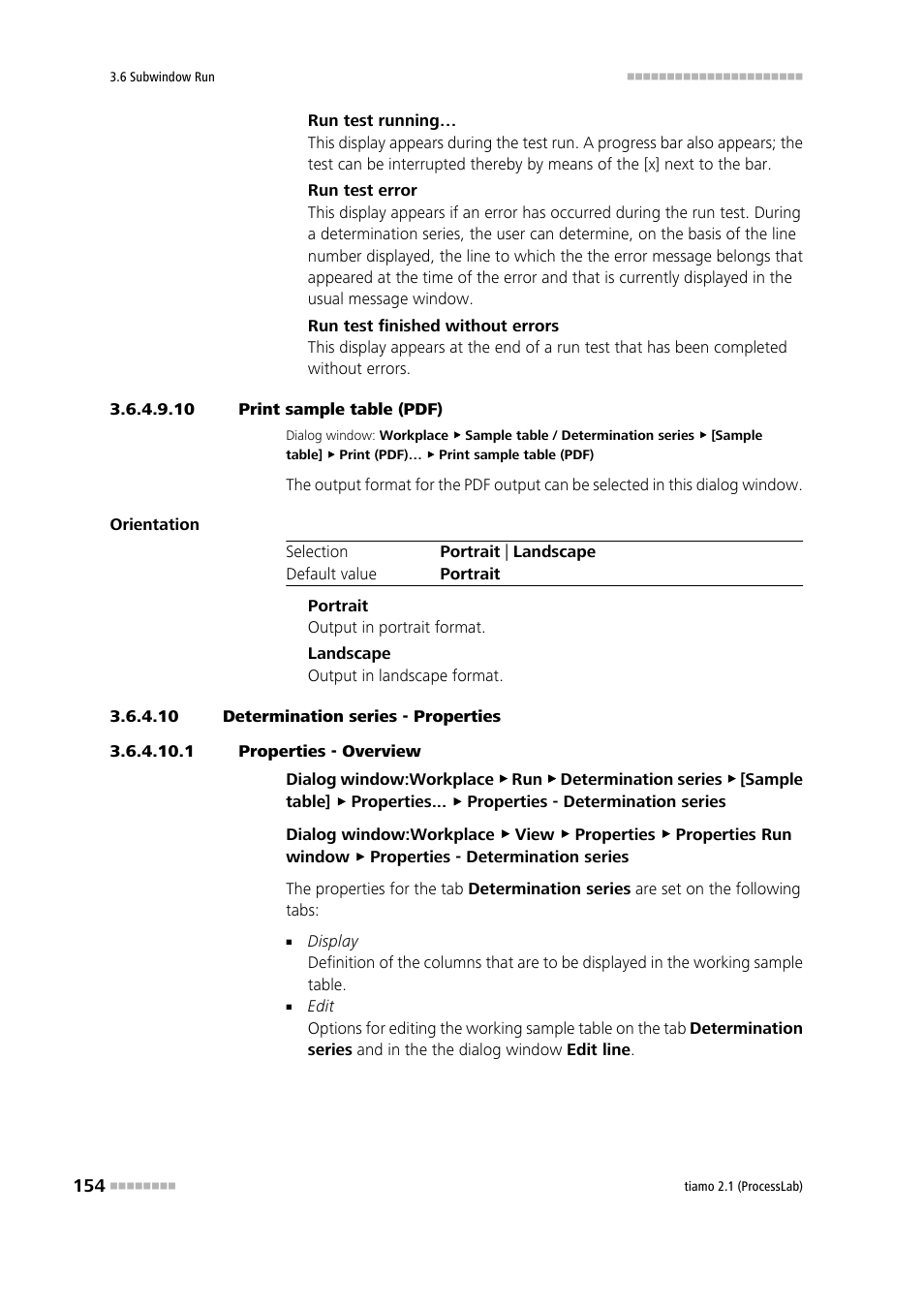 10 print sample table (pdf), 10 determination series - properties, 1 properties - overview | Define properties | Metrohm tiamo 2.1 (ProcessLab) User Manual | Page 170 / 1602