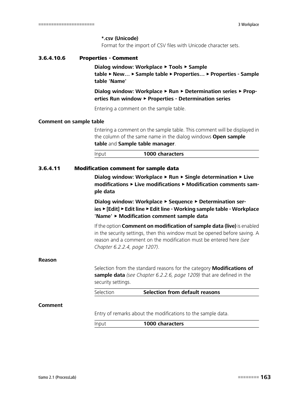 6 properties - comment, 11 modification comment for sample data | Metrohm tiamo 2.1 (ProcessLab) User Manual | Page 179 / 1602