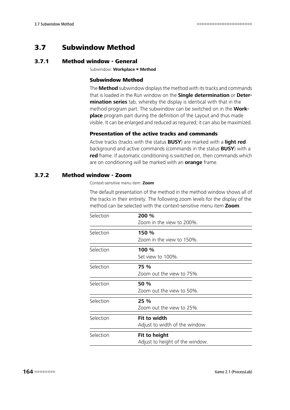 7 subwindow method, 1 method window - general, 2 method window - zoom | Subwindow method, Method window - general, Method window - zoom, Method, Zoom | Metrohm tiamo 2.1 (ProcessLab) User Manual | Page 180 / 1602