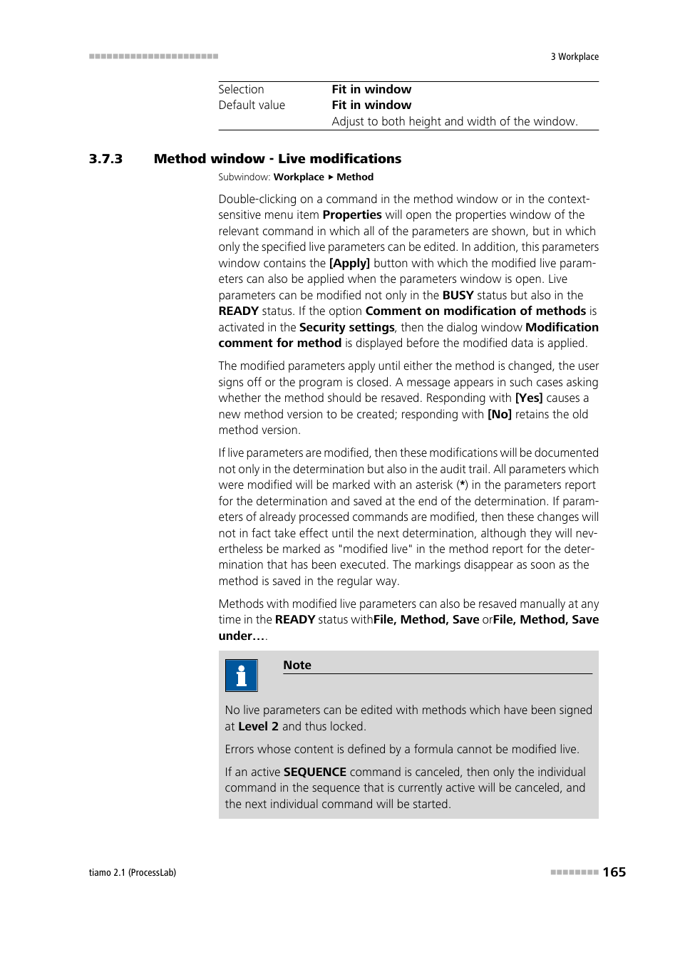 3 method window - live modifications, Method window - live modifications, Modify parameters live | Metrohm tiamo 2.1 (ProcessLab) User Manual | Page 181 / 1602