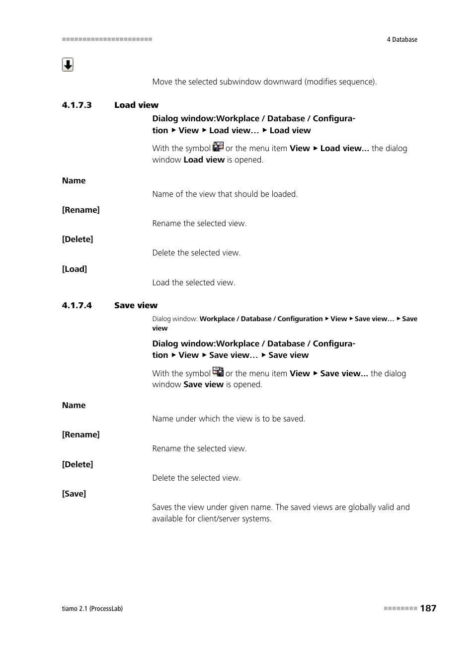 3 load view, 4 save view | Metrohm tiamo 2.1 (ProcessLab) User Manual | Page 203 / 1602