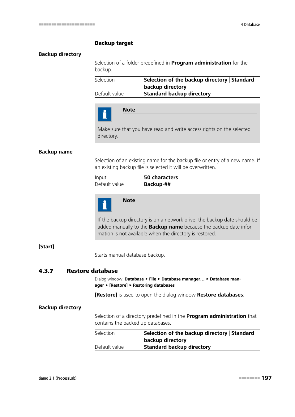 7 restore database, Restore database | Metrohm tiamo 2.1 (ProcessLab) User Manual | Page 213 / 1602