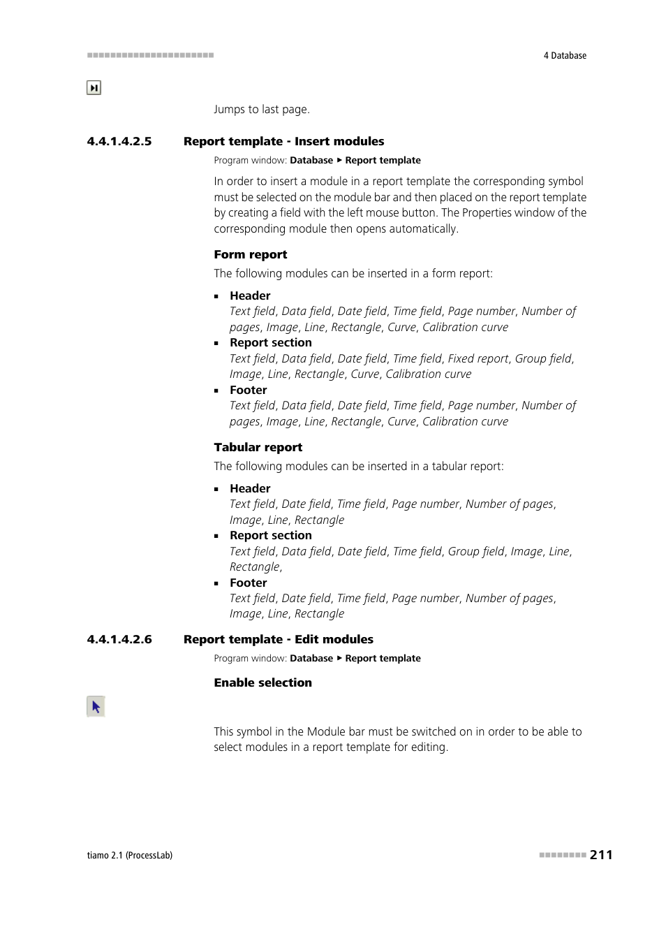 5 report template - insert modules, 6 report template - edit modules, Insert modules | Edit modules | Metrohm tiamo 2.1 (ProcessLab) User Manual | Page 227 / 1602