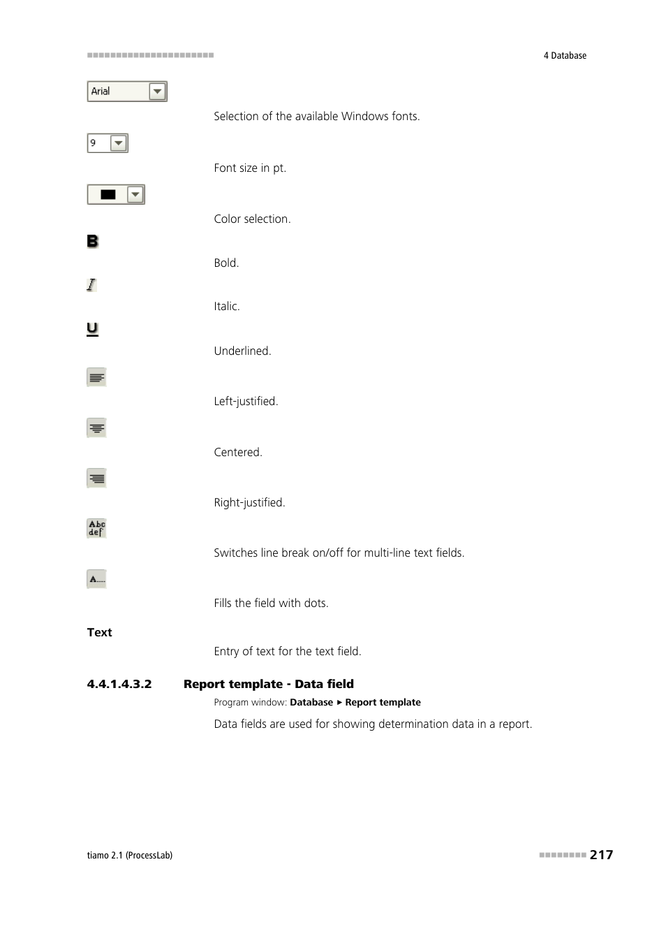 2 report template - data field, Data field | Metrohm tiamo 2.1 (ProcessLab) User Manual | Page 233 / 1602