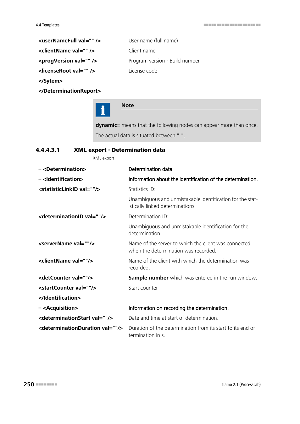 1 xml export - determination data | Metrohm tiamo 2.1 (ProcessLab) User Manual | Page 266 / 1602