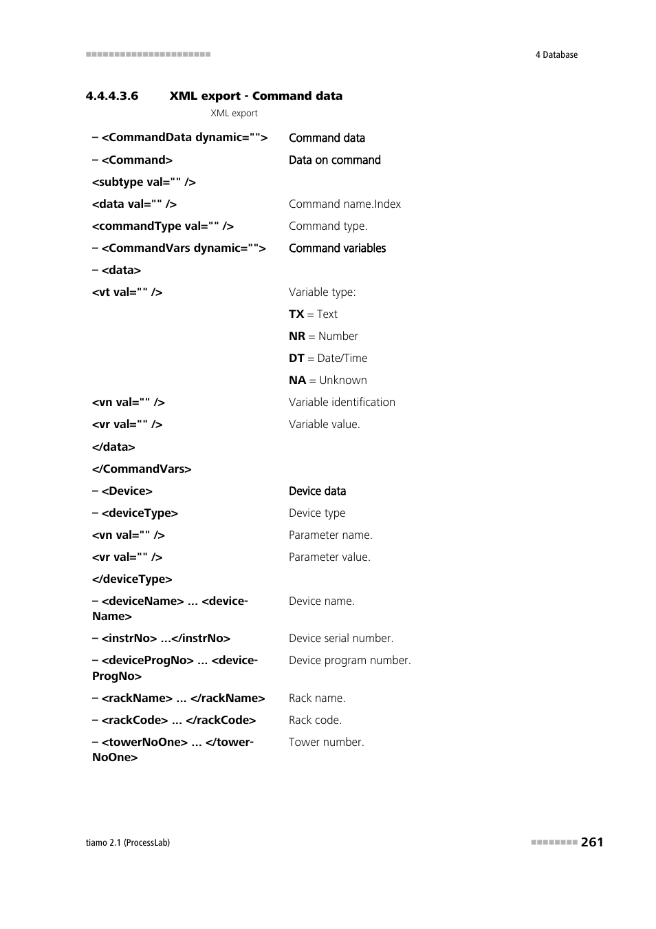 6 xml export - command data | Metrohm tiamo 2.1 (ProcessLab) User Manual | Page 277 / 1602