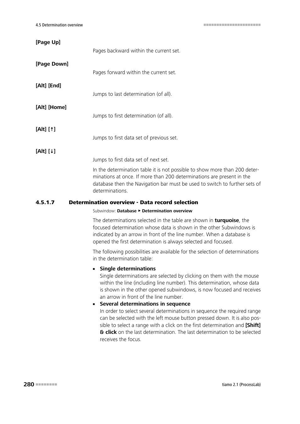 7 determination overview - data record selection | Metrohm tiamo 2.1 (ProcessLab) User Manual | Page 296 / 1602