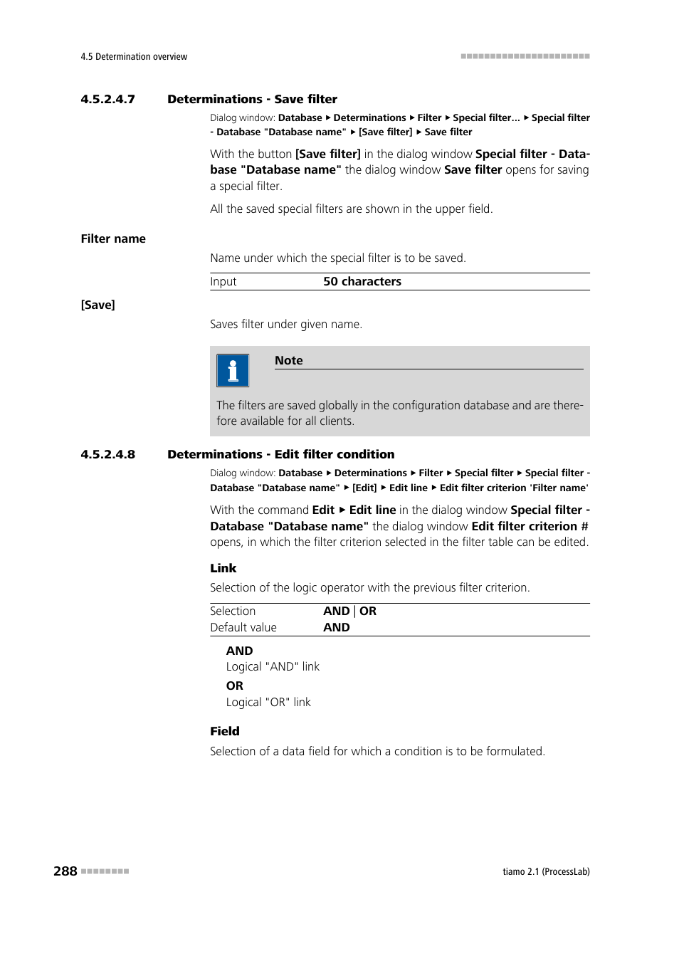 7 determinations - save filter, 8 determinations - edit filter condition | Metrohm tiamo 2.1 (ProcessLab) User Manual | Page 304 / 1602