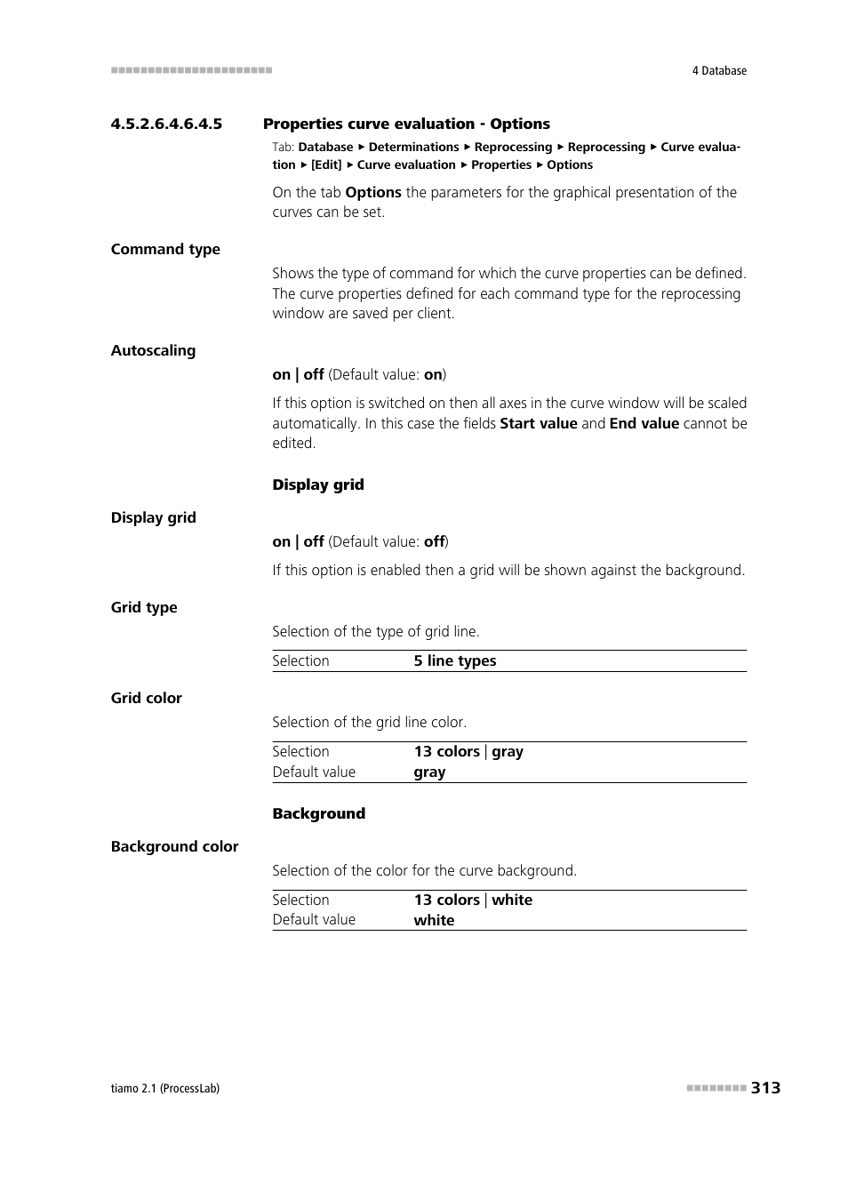 5 properties curve evaluation - options, Options | Metrohm tiamo 2.1 (ProcessLab) User Manual | Page 329 / 1602