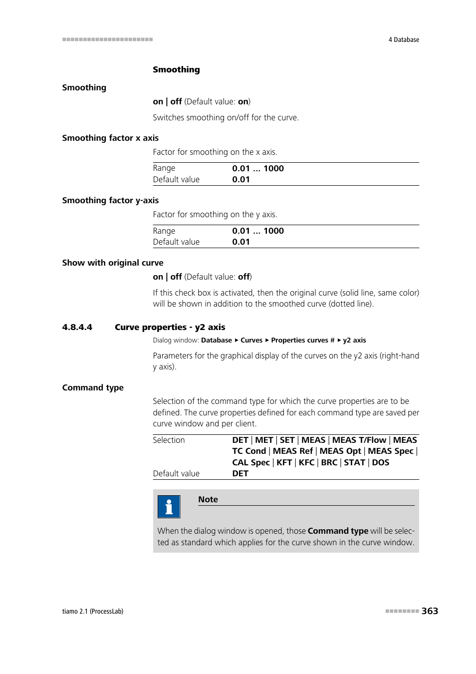 4 curve properties - y2 axis, Y2 axis | Metrohm tiamo 2.1 (ProcessLab) User Manual | Page 379 / 1602