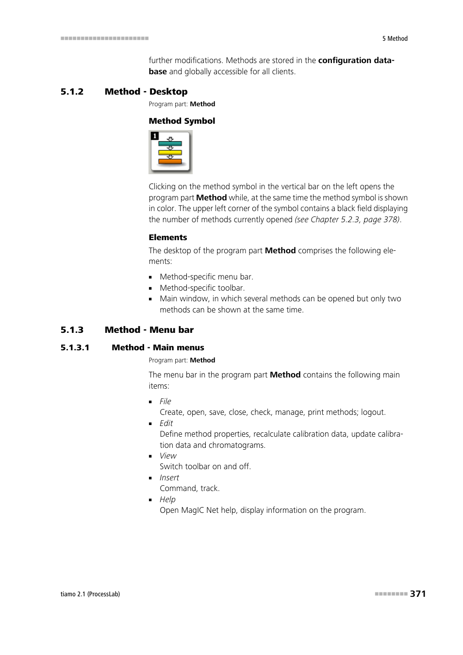 2 method - desktop, 3 method - menu bar, 1 method - main menus | Method - menu bar | Metrohm tiamo 2.1 (ProcessLab) User Manual | Page 387 / 1602