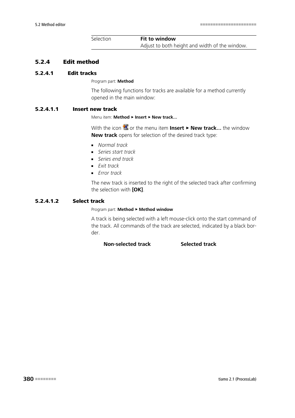 4 edit method, 1 edit tracks, 1 insert new track | 2 select track, Edit method | Metrohm tiamo 2.1 (ProcessLab) User Manual | Page 396 / 1602