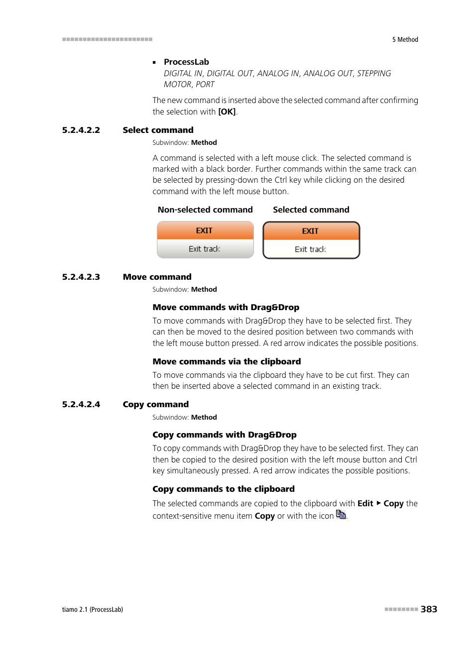 2 select command, 3 move command, 4 copy command | Metrohm tiamo 2.1 (ProcessLab) User Manual | Page 399 / 1602