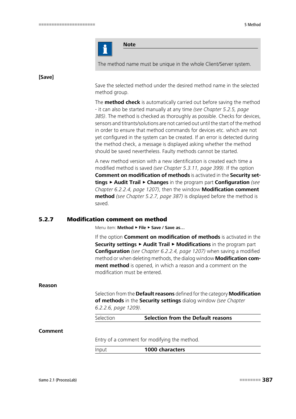 7 modification comment on method, Modification comment on method | Metrohm tiamo 2.1 (ProcessLab) User Manual | Page 403 / 1602