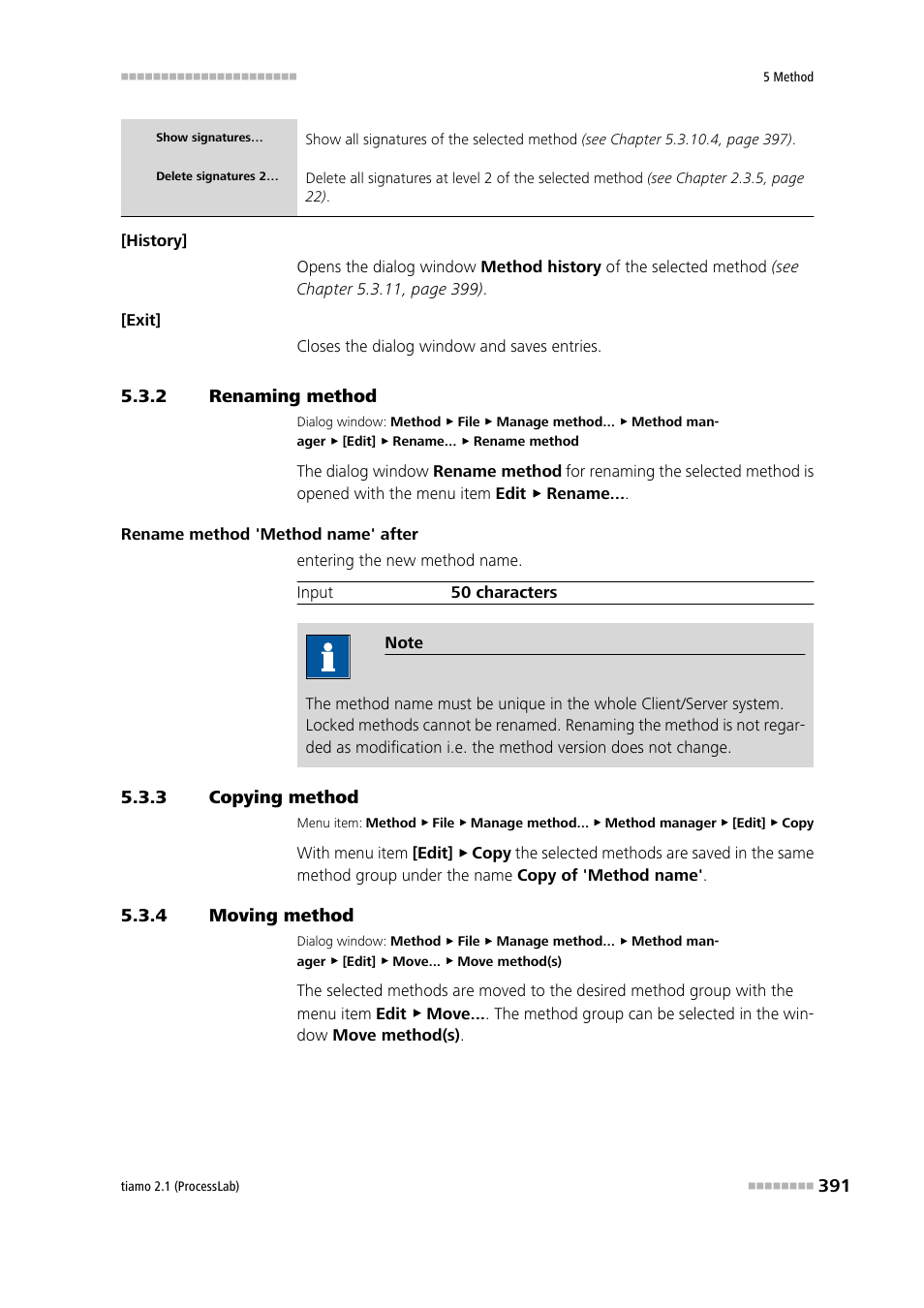 2 renaming method, 3 copying method, 4 moving method | Renaming method, Copying method, Moving method | Metrohm tiamo 2.1 (ProcessLab) User Manual | Page 407 / 1602