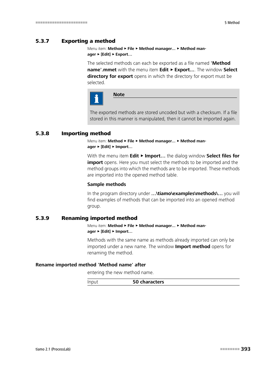7 exporting a method, 8 importing method, 9 renaming imported method | Exporting a method, Importing method, Renaming imported method | Metrohm tiamo 2.1 (ProcessLab) User Manual | Page 409 / 1602