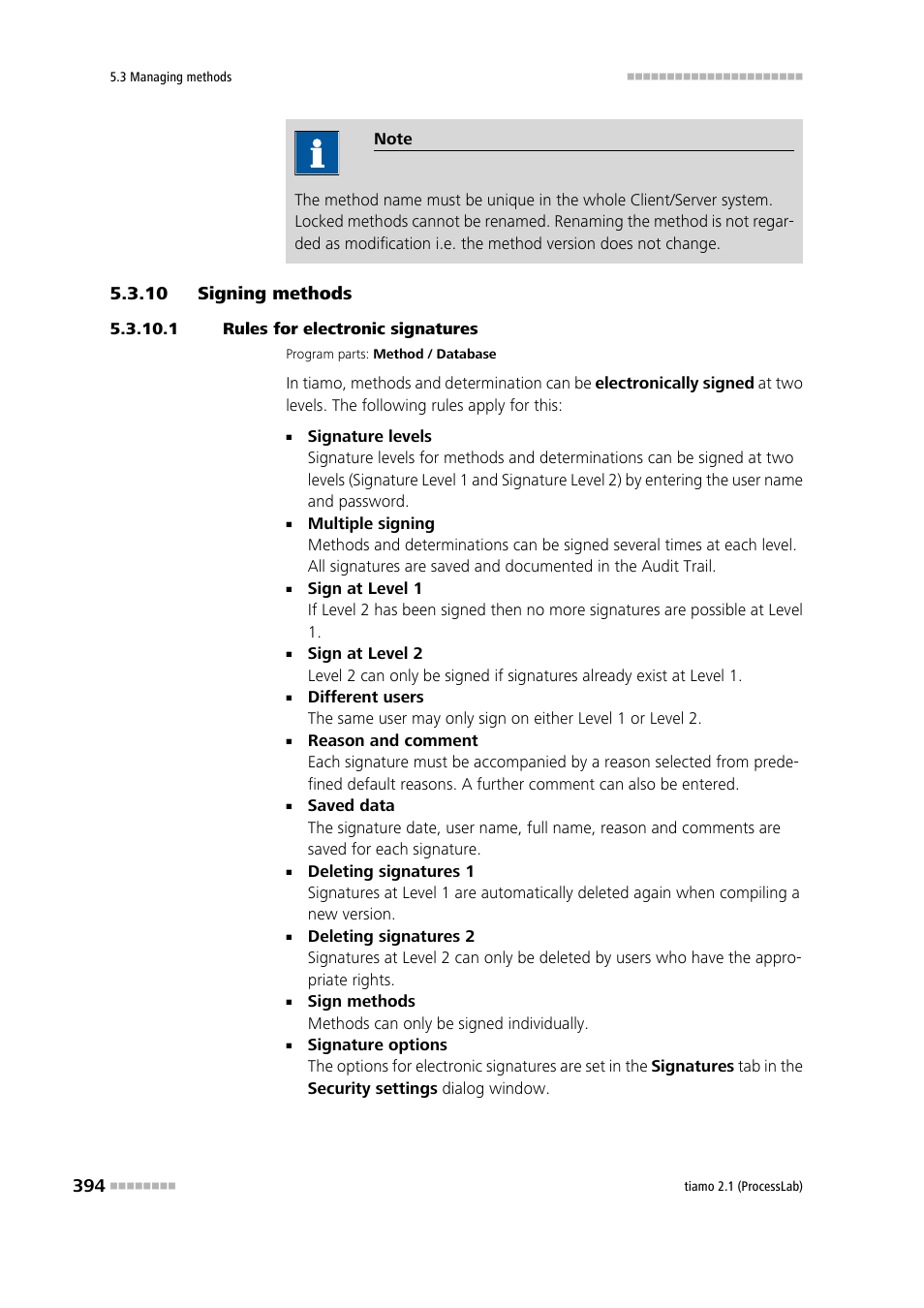 10 signing methods, 1 rules for electronic signatures, Signing methods | Metrohm tiamo 2.1 (ProcessLab) User Manual | Page 410 / 1602