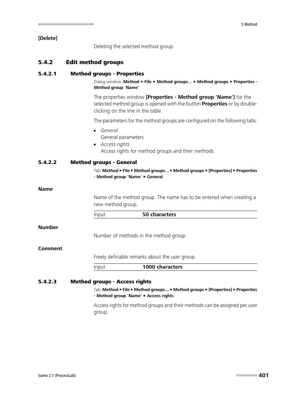 2 edit method groups, 1 method groups - properties, 2 method groups - general | 3 method groups - access rights, Edit method groups | Metrohm tiamo 2.1 (ProcessLab) User Manual | Page 417 / 1602