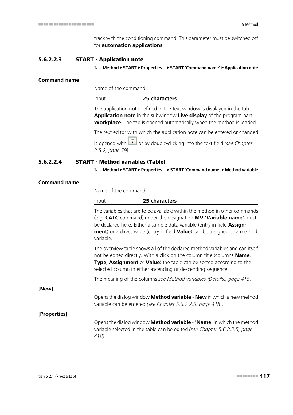 3 start - application note, 4 start - method variables (table) | Metrohm tiamo 2.1 (ProcessLab) User Manual | Page 433 / 1602