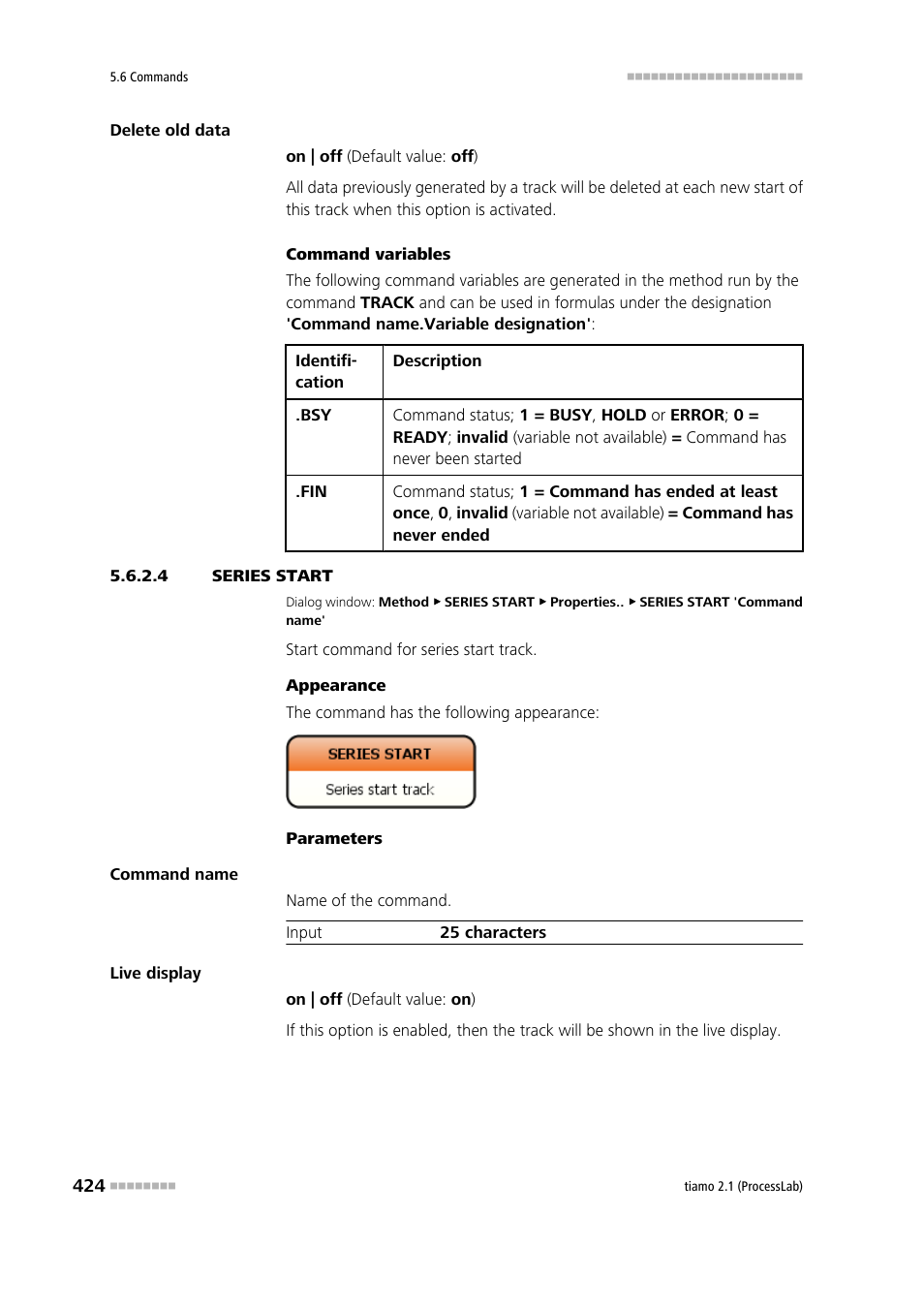 4 series start, Series start | Metrohm tiamo 2.1 (ProcessLab) User Manual | Page 440 / 1602