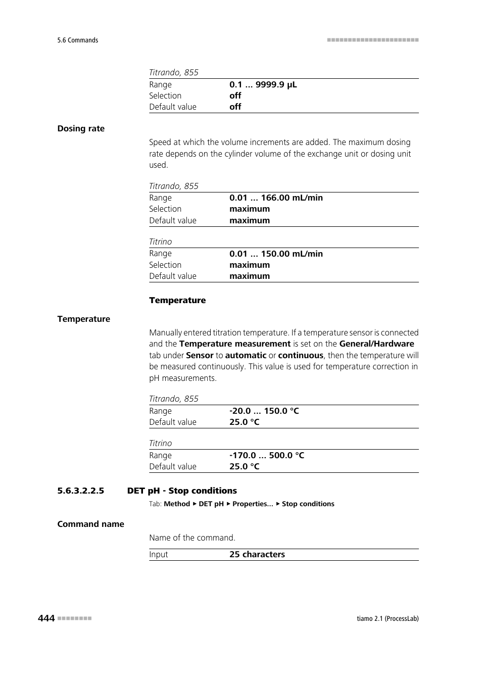 5 det ph - stop conditions, Stop conditions | Metrohm tiamo 2.1 (ProcessLab) User Manual | Page 460 / 1602