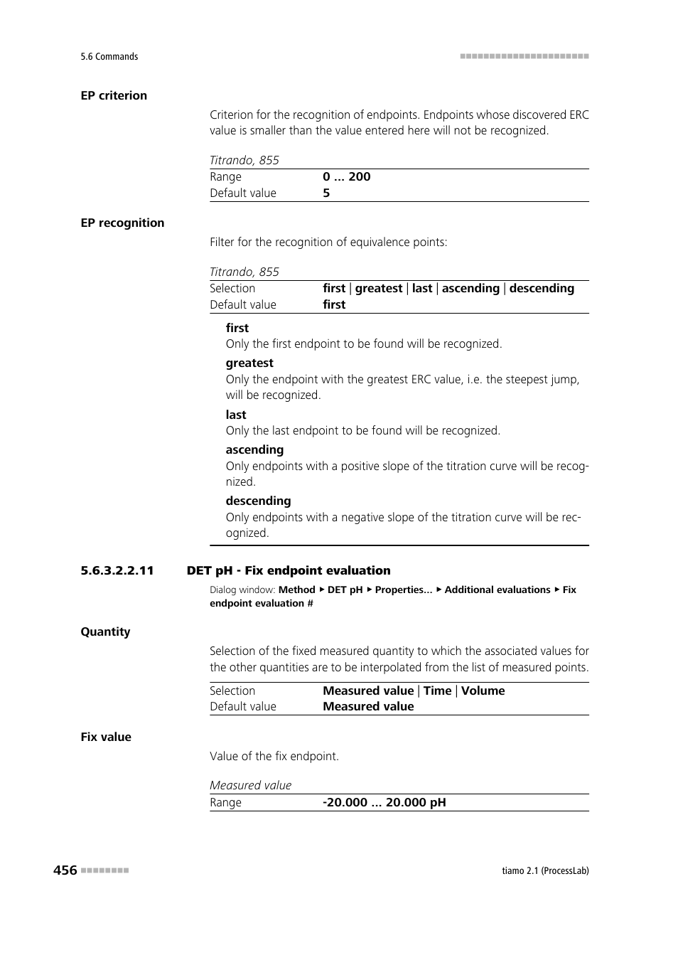 11 det ph - fix endpoint evaluation | Metrohm tiamo 2.1 (ProcessLab) User Manual | Page 472 / 1602